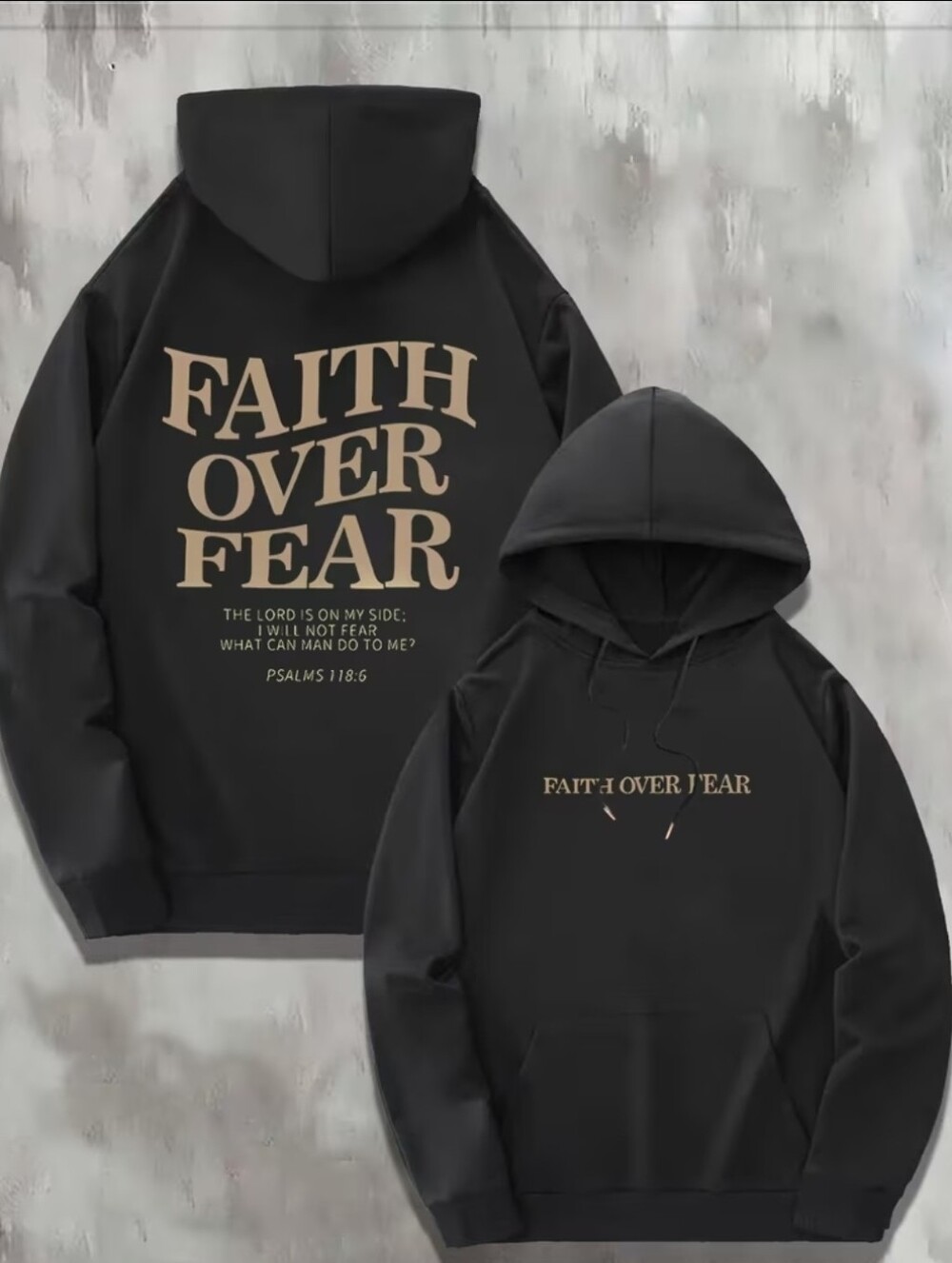 "Faith Over Fear" Graphic Hoodie – Black NWT Unisex. Christian Inspirational M